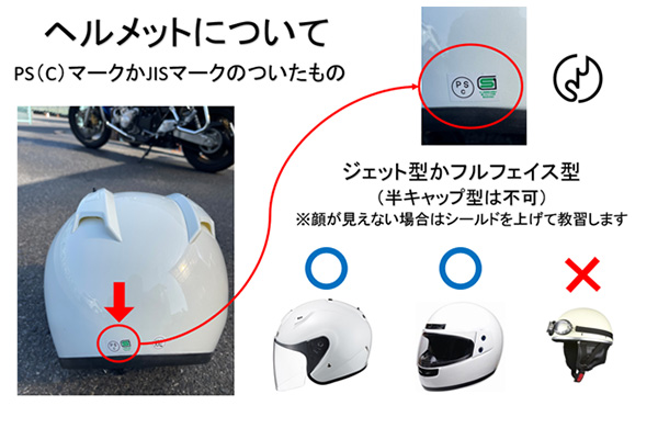 ヘルメットについてPS(C)マークかJISマークのついたもの